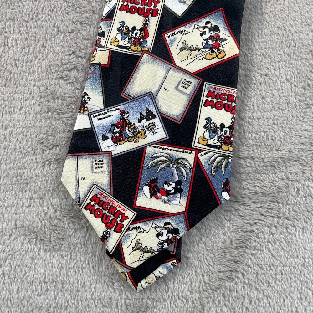 Vintage Mickey Unlimited Adventure‎ Greetings From Mickey Mouse Tie Goofy Donald